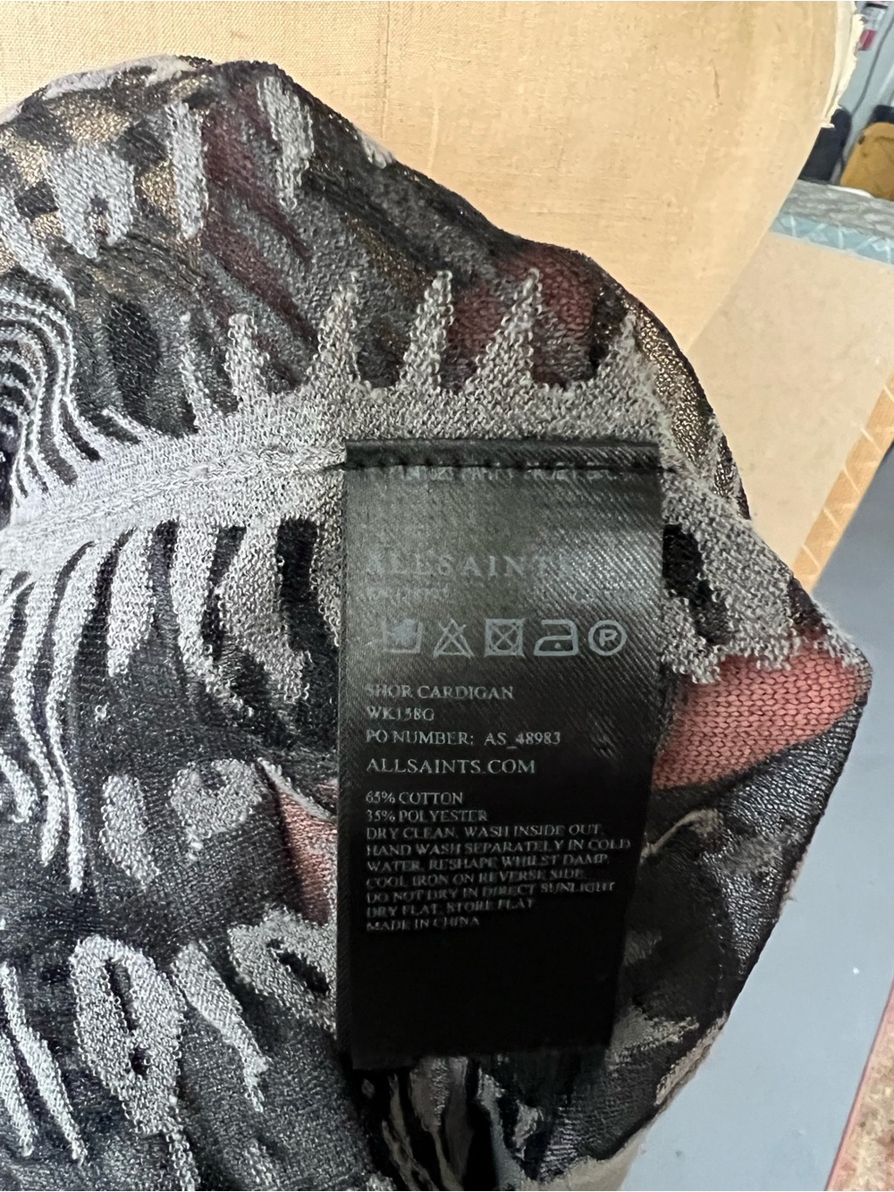 AllSaints Sheer Zebra-Print SHOR Cardigan - Picture 5 of 5